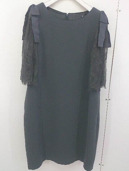 ◇ Luna ルナ レーススリーブ 七分袖 膝丈 ワンピース サイズ38 ブラック レディース 【中古】