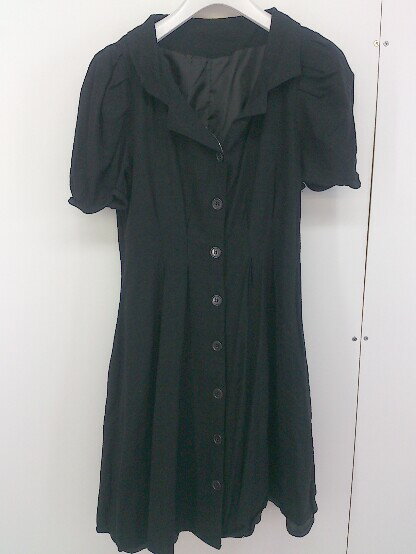 ◇ one after another NICE CLAUP リネン混 半袖 ミニ ワンピース サイズF ブラック レディース 【中古】