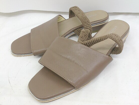 ◇ nano universe ナノ ユニバース レザー フラット サンダル サイズ 36 ブラウン レディース P 【中古】