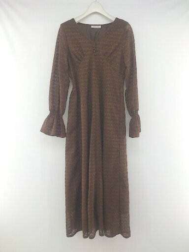 ◇ natural couture ナチュラルクチュール 総レース 長袖 膝下丈 ワンピース サイズF ブラウン系 レディース P 【中古】 ◇ natural couture ナチュラルクチュール 総レース 長袖 膝下丈 ワンピース サイズF ブラウン系 レディース P 【中古】