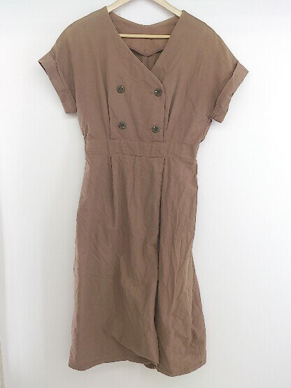 ◇ Riche glamour リシェグラマー コットン100% 半袖 膝下丈 ワンピース サイズM ブラウン レディース P 【中古】