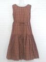 ◇ ◎ natural couture チェック バッグリボン ノースリーブ 膝下丈 ワンピース ブラウン系 レディース P 【中古】
