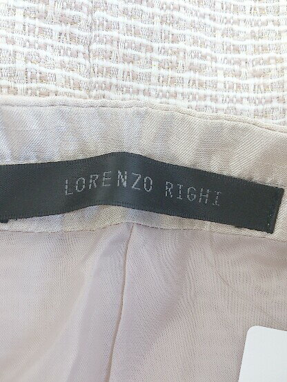 ◇ lorenzo righi ラメ 長袖 ノーカラー ジャケット サイズ11AR ピンクベージュ系 ホワイト系 マルチ レディース P 【中古】