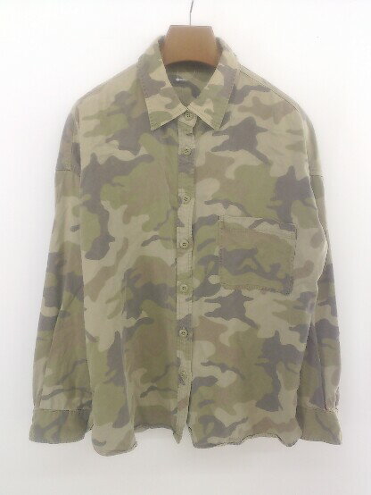 ◇ MOUSSY マウジー 迷彩 カモフラ 長袖 ミリタリーシャツ サイズFREE グリーン系 マルチ レディース P 【中古】(4)