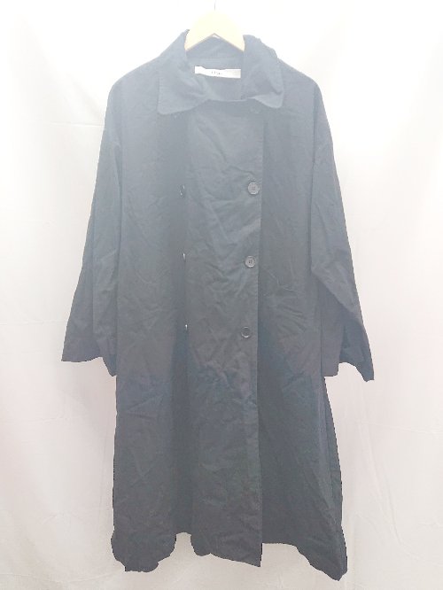 ◇ Libra Cue リブラ キュー フロントボタン 無地 コットン シンプル 長袖 コート サイズF ブラック レディース E 1 【中古】