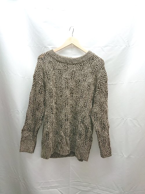 ◇ NEUNA ヌナ 無地 メッシュ アクリル シンプル 長袖 ニット セーター サイズF ブラウン レディース メンズ E 1 【中古】