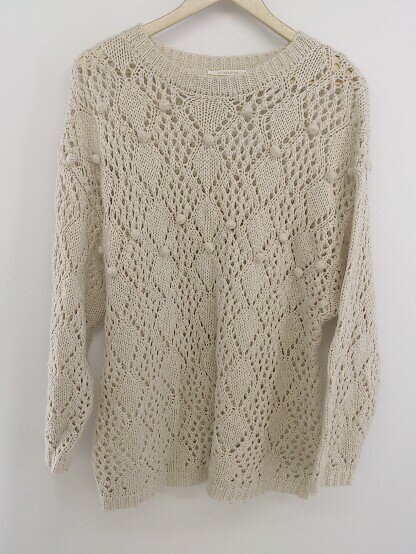 ◇ chocol raffine robe 透かし編み 長袖 ニット セーター サイズF ベージュ系 レディース メンズ P 【中古】