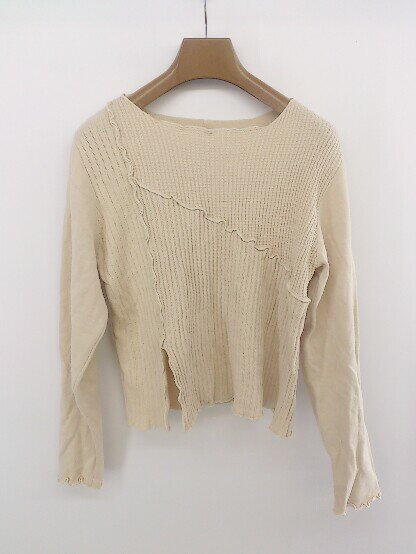 ◇ Kastane カスタネ フロントスリット 長袖 ニット カットソー サイズF ベージュ系 レディース メンズ P 【中古】