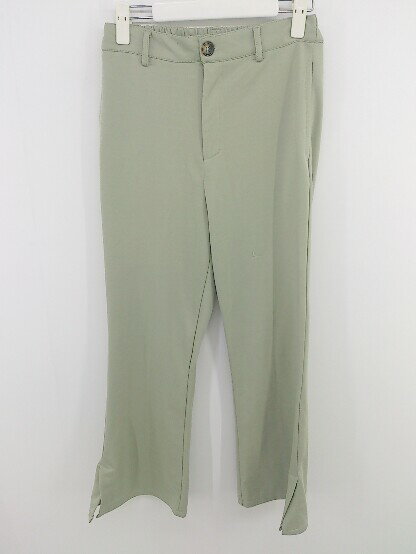 ◇ continuer de NICE CLAUP スリット フレア スラックス パンツ サイズF グリーン レディース P 【中古】