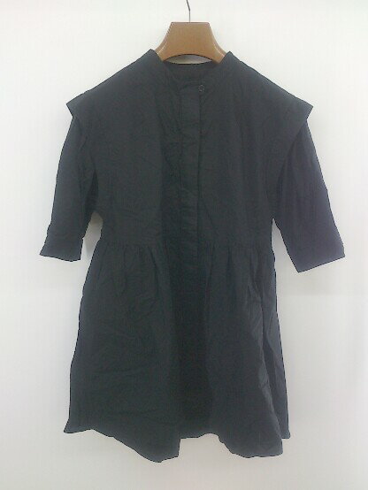 ◇ ViS ビス スタンドカラー 半袖 ミニ ティアードワンピース サイズF ブラック レディース P 【中古】
