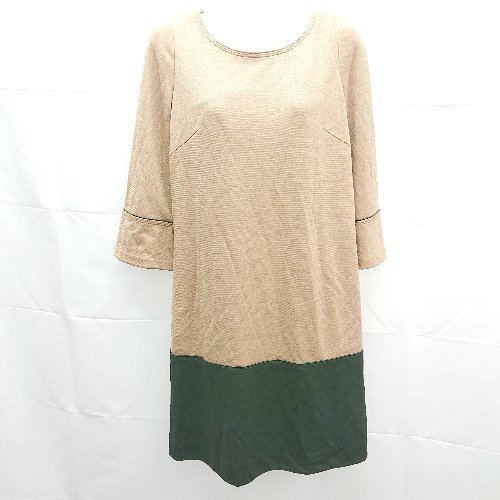 ◇ UNTITLED アンタイトル バックチャック 切り替えし ウール 長袖 ミニ ワンピース サイズ2 ブラウン レディース E 【中古】
