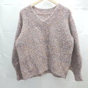 ◇ Vis メランジニット モヘヤ風起毛 Vネック 長袖 ニットソー サイズF ピンク系 レディース E 【中古】