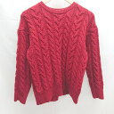 ◇ NATURAL BEAUTY BASIC クルーネック 生地厚め 長袖 ニット サイズM レッド レディース E 【中古】