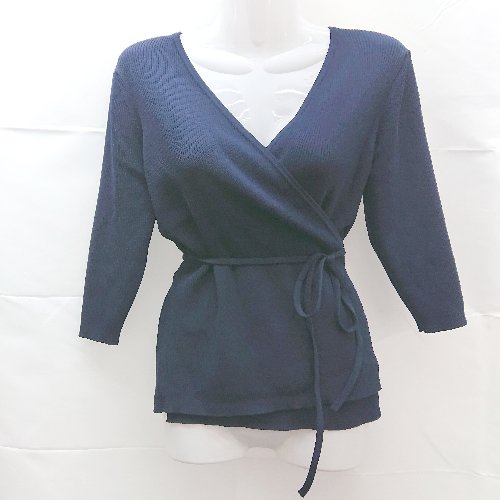 ◇ NANO UNIVERSE フロント紐 羽織 リブニット カーディガン 長袖 カーディガン サイズ38 ネイビー レディース E 【中古】