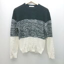 ◇ SEVENDAYS=SUNDAY セブンデイズ サンデイ クルーネック ボーダー 薄手 長袖 ニット サイズS ネイビー レディース E 【中古】