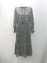 ◇ natural couture 花柄 ノーカラー カジュアル フェミニン 長袖 ロング丈 ワンピース サイズF ブラック レディース E 【中古】