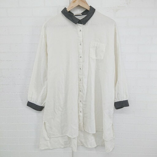 ◇ Samansa Mos2 バイカラー 長袖 ミニ ワンピース チュニック サイズF アイボリー グレー系 レディース P 【中古】 ◇ Samansa Mos2 バイカラー 長袖 ミニ ワンピース チュニック サイズF アイボリー グレー系 レディース P 【中古】