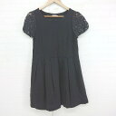◇ anatelier アナトリエ レーススリーブ 裏地あり 半袖 ミニ ワンピース サイズ38 ブラック レディース P 【中古】