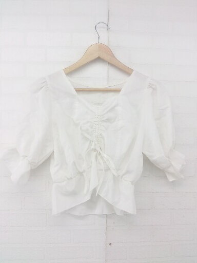 ◇ apres jour アプレジュール シンプル ペプラム 五分袖 ブラウス カットソー サイズF ホワイト系 レディース P 【中古】 ◇ apres jour アプレジュール シンプル ペプラム 五分袖 ブラウス カットソー サイズF ホワイト系 レディース P 【中古】