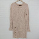 ◇ ROSE BUD ローズバッド リブ編み フロントボタンデザイン 長袖 膝丈 ニットワンピース サイズF ピンク系 レディース P 【中古】