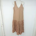 ◇ ZARA リネン混 Vネック ノースリーブ ロング ワンピース サイズEUR XS USA XS MEX 24 オレンジベージュ系 レディース P 【中古】