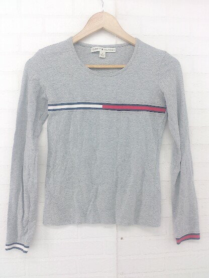 ◇ TOMMY HILFIGER トミーヒルフィガー シンプル 長袖 Tシャツ カットソー サイズ0 グレー レディース P 【中古】