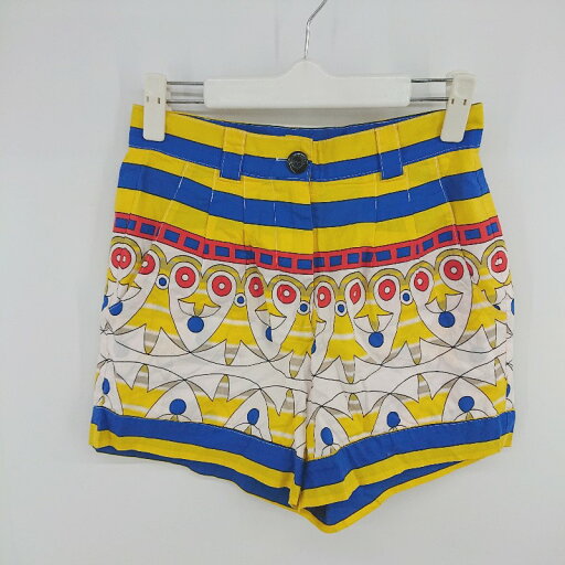 ◇ JOYRICH ジョイリッチ×GIZA ギザ 総柄 個性的 ショート パンツ サイズS イエロー ブルー系 マルチ レディース P 【中古】 ◇ JOYRICH ジョイリッチ×GIZA ギザ 総柄 個性的 ショート パンツ サイズS イエロー ブルー系 マルチ レディース P 【中古】