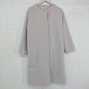 ◇ N.JAPAN FABRIC フロントボタン シンプル 大人女子 長袖 ノーカラー コート サイズM グレー系 レディース E 【中古】