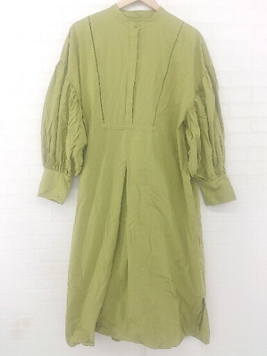 ◇ INTER FACTORY バンドカラー ボリュームスリーブ 長袖 ロング ワンピース サイズF グリーン レディース E 【中古】 ◇ INTER FACTORY バンドカラー ボリュームスリーブ 長袖 ロング ワンピース サイズF グリーン レディース E 【中古】
