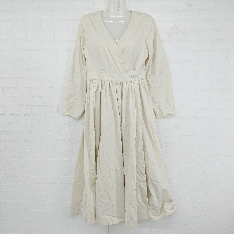 ◇ MOUSSY マウジー カシュクール ラップ巻き 長袖 膝下丈 ワンピース サイズ1 アイボリー系 レディース E 【中古】