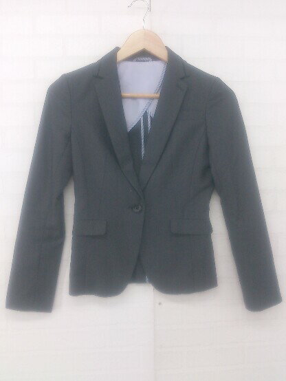 ◇ SUIT SELECT スーツセレクト ビジネス 通勤 OL 長袖 ジャケット サイズ5 グレー レディース E 【中古】