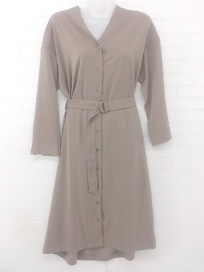 ◇ ◎ N. Natural Beauty Basic ウエストベルト付き 長袖 膝下丈 ワンピース サイズM ベージュ系 レディース E 【中古】