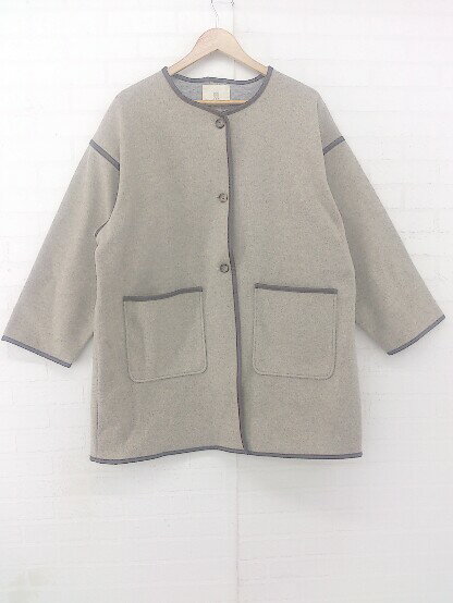 ◇ rps アールピーエス ナチュラル ミックス パイピング 長袖 コート サイズM グレーブラウン系 レディース E 【中古】