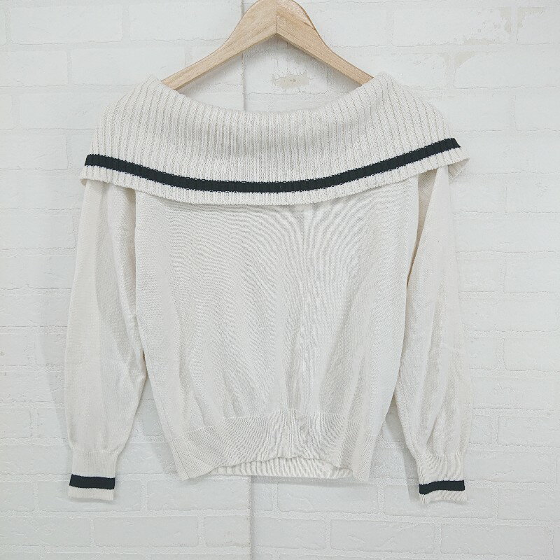 ◇ AG by aquagirl オフショルダー 長袖 ニット カットソー ホワイト ネイビー レディース メンズ E 【中古】