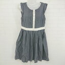 ◇ ◎ Bon mercerie anatelier 装飾パール ピンタック ノースリーブ ミニ ワンピース サイズ38 ブルーグレー レディース E 【中古】