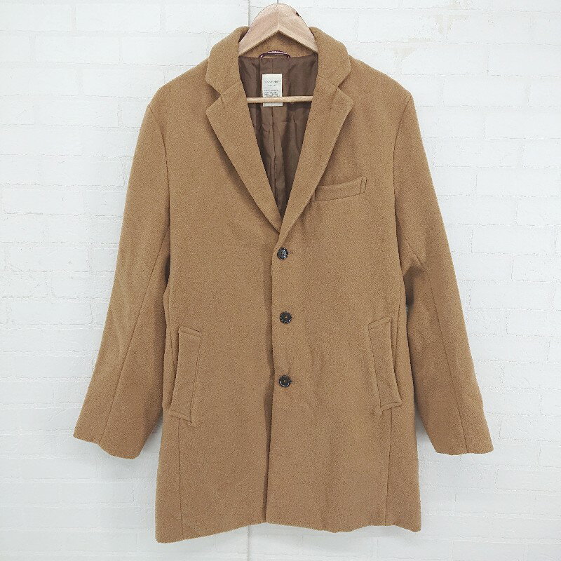 ◇ BACK NUMBER シンプル 無地 通勤 通学 長袖 チェスターコート サイズXL ブラウン メンズ E 【中古】