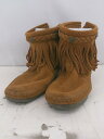 ◇ Minnetonka ミネトンカ 292 フリンジ ショート モカシン ブーツ サイズ5 キャメル系 レディース P 【中古】