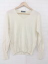 ◇ green label relaxing シンプル 無地 Vネック ウールニット 長袖 セーター アイボリー系 レディース メンズ P 【中古】