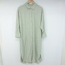 ◇ LOWRYS FARM リネン混 涼しげ オトナ女子 長袖 膝下丈 ワンピース サイズF カーキ系 レディース P 【中古】