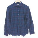◇ ◎ ikka LOUNGE イッカラウンジ チェック コーデュロイ 長袖 シャツ サイズL ネイビー系 メンズ P 【中古】(4)