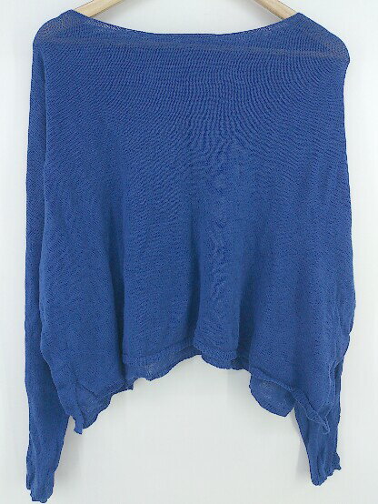 ◇ antiqua コットン ビックシルエット サイドスリット 薄手 長袖 ニット セーター サイズF ブルー レディース メンズ P 【中古】