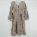 ◇ OLIVE des OLIVE シンプル 無地 Vネック 長袖 膝下丈 ワンピース サイズF ライトブラウン系 レディース P 【中古】