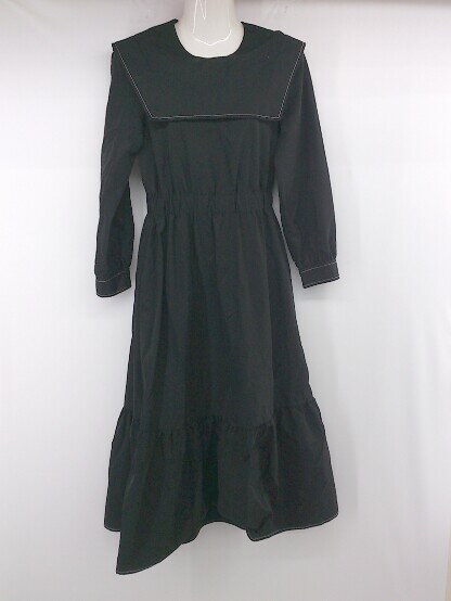 ◇ ZARA ザラ ビックカラー 大人かわいい 長袖 ロング ワンピース サイズEUR XS USA XS MEX 24 ブラック..