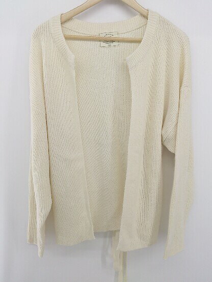 ◇ Ungrid シンプル ビッグシルエット ニット 長袖 ラップ巻き カーディガン サイズF アイボリー系 レディース メンズ P 【中古】