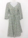 ◇ ◎ Ray Cassin ボタニカル柄 ワイドスリーブ 八分袖 膝下丈 ワンピース サイズF グリーン系 マルチ レディース P 【中古】