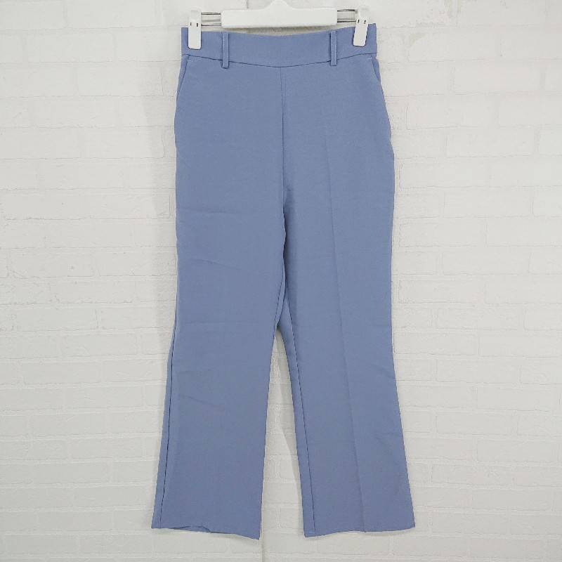 ◇ Discoat ディスコート シンプル オフィス系 くすみカラー フレアパンツ サイズF サックスブルー レディース P 【中古】