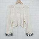 ◇ ANDGEEBEE アンジービー モックネック ショート丈 長袖 ニット セーター サイズM アイボリー ブラック系 レディース P 【中古】(4)