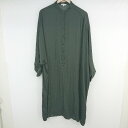 ◇ MOUSSY マウジー スタンドカラー サテン調 長袖 膝下丈 ワンピース サイズF ダークグリーン系 レディース P 【中古】