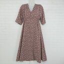 ◇ natural couture ナチュラル クチュール NICE CLAUP 花柄 七分袖 膝下丈 ワンピース ピンク系 レディース P 【中古】