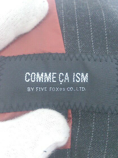 ◇ COMME CA ISM ピンストライプ 1B 膝下丈 シングル スカート スーツ セットアップ サイズ S ブラック レディース P 【中古】